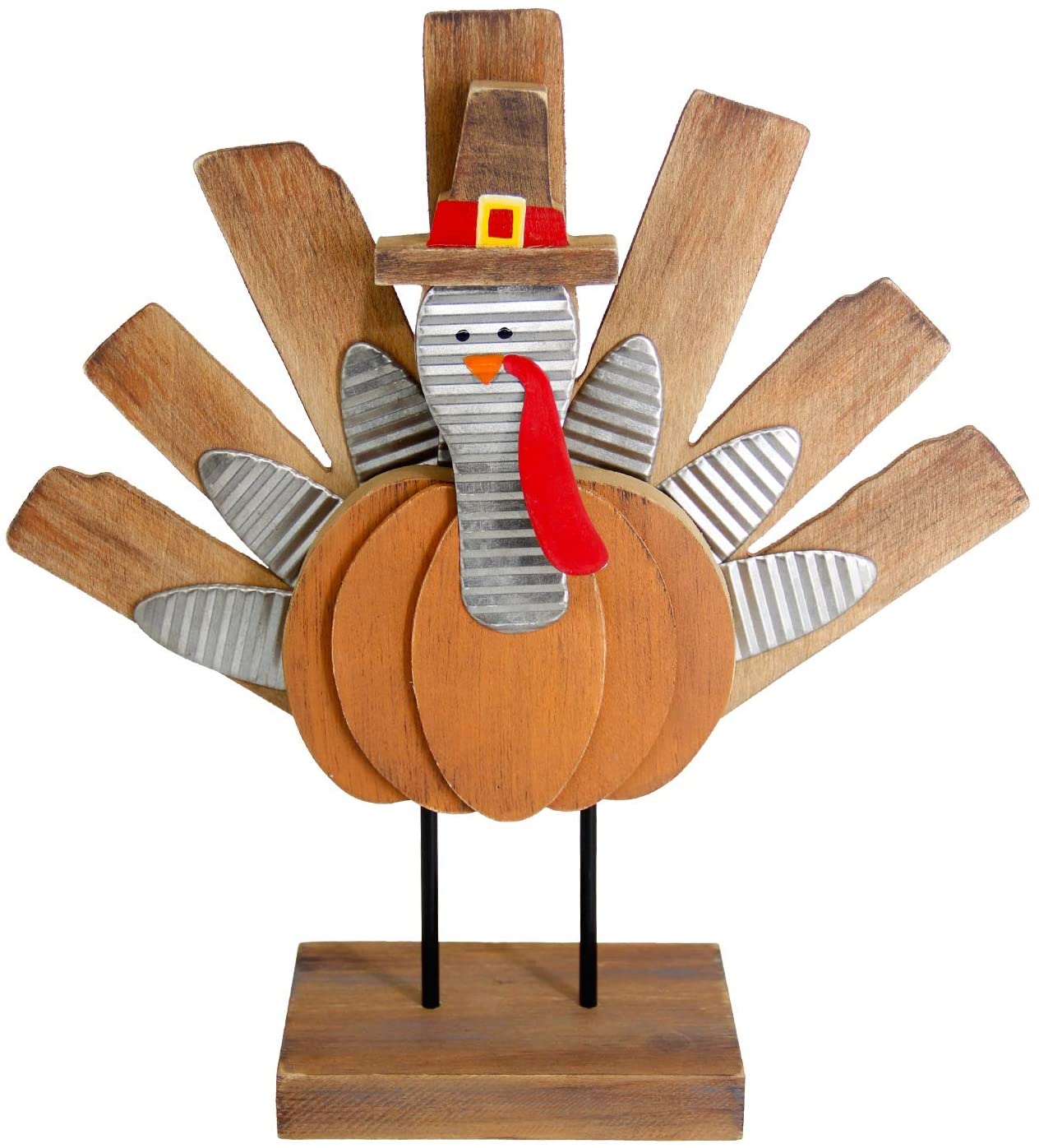 Zcaukya Thanksgiving Turkey Decoration, Wooden Indoor Standing Tabletop Turkey Decor for Home Office Bedroom Kitchen Thanksgiving Harvest Day Decorations